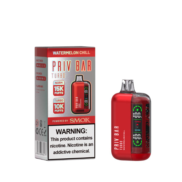 SMOK Priv Bar Turbo 15000 Puffs Disposable Vape 16mL Best Flavor Watermelon Chill