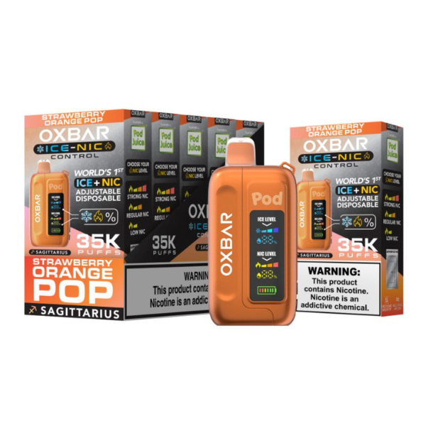 OXBAR x Pod Juice ICE-NIC Control 35,000 Puffs Disposable - Strawberry Orange Pop