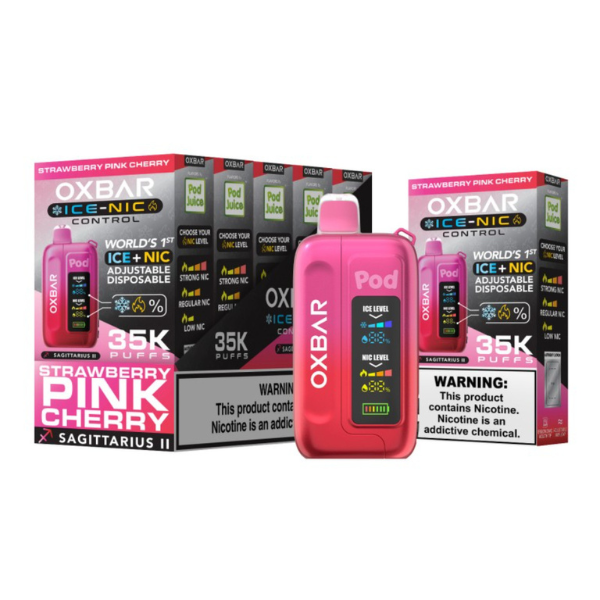 OXBAR x Pod Juice ICE-NIC Control 35,000 Puffs Disposable - Strawberry Pink Cherry