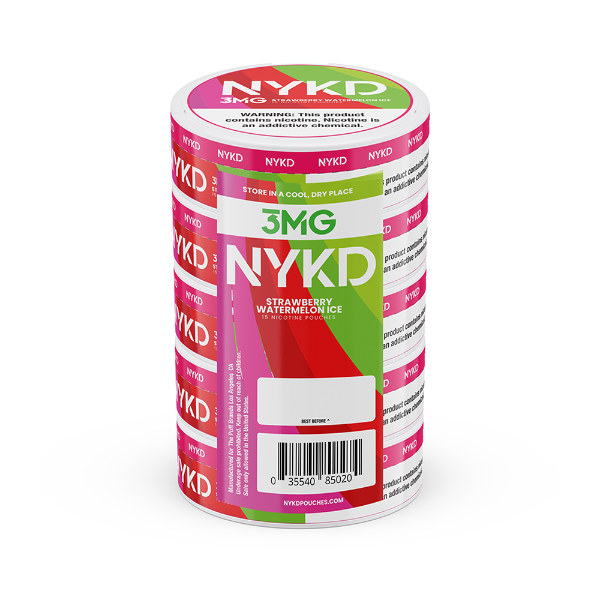 Best Deal NYKD Nicotine Pouches 20ct Can (5 Pack) - Strawberry Watermelon Ice 3mg