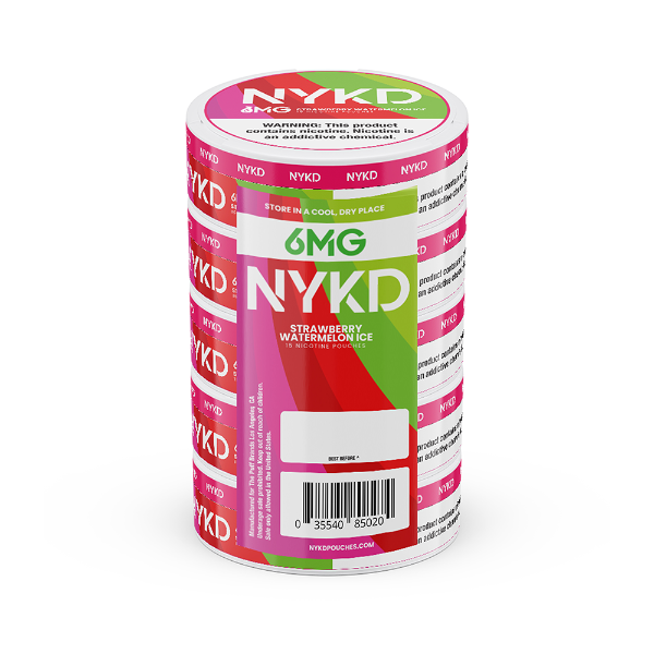 Best Deal NYKD Nicotine Pouches 20ct Can (5 Pack) - Strawberry Watermelon Ice 6mg