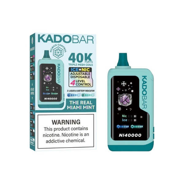 Best Deal KadoBar NI40000 Ice + Nicotine Control Disposable Vape 24mL 5 Pack - The Real Miami Mint