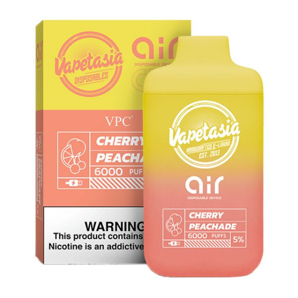 Vapetasia x Air 6000 Puffs Rechargeable Vape Disposable 11mL Best Flavor Cherry Peachade