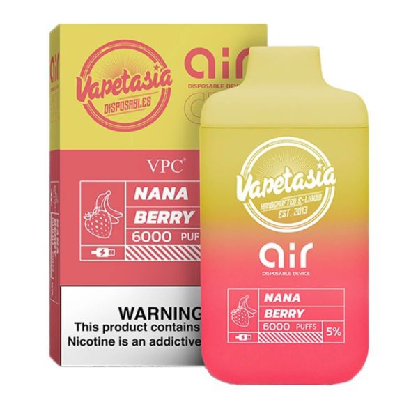 Vapetasia x Air 6000 Puffs Rechargeable Vape Disposable 11mL Best Flavor Nana Berry