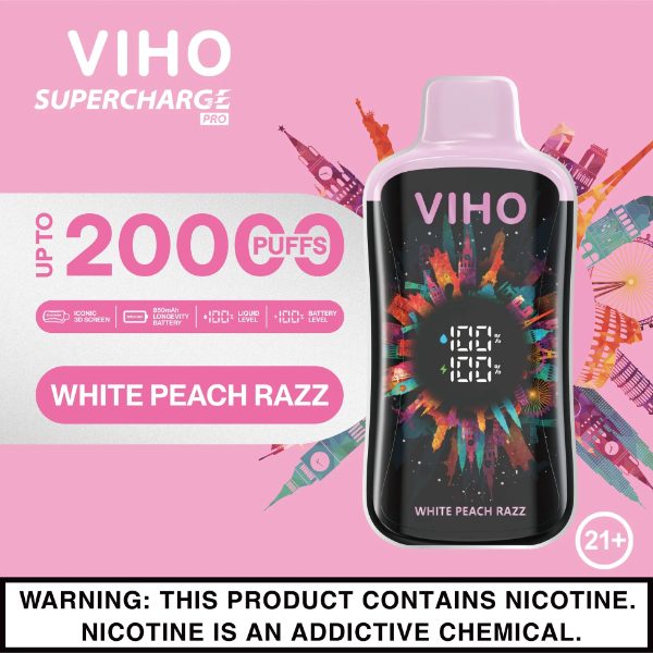 VIHO Supercharge Pro 20,000 Puffs Disposable White Peach Razz