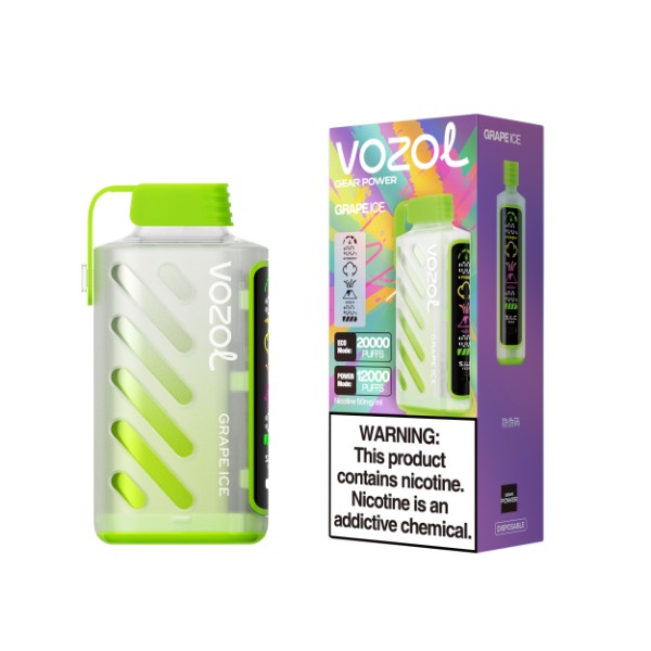 Vozol Gear Power 20000 Puffs Disposable Vape 20mL Best Flavor Grape Ice