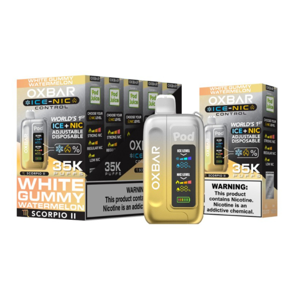 OXBAR x Pod Juice ICE-NIC Control 35,000 Puffs Disposable -  White Gummy Watermelon