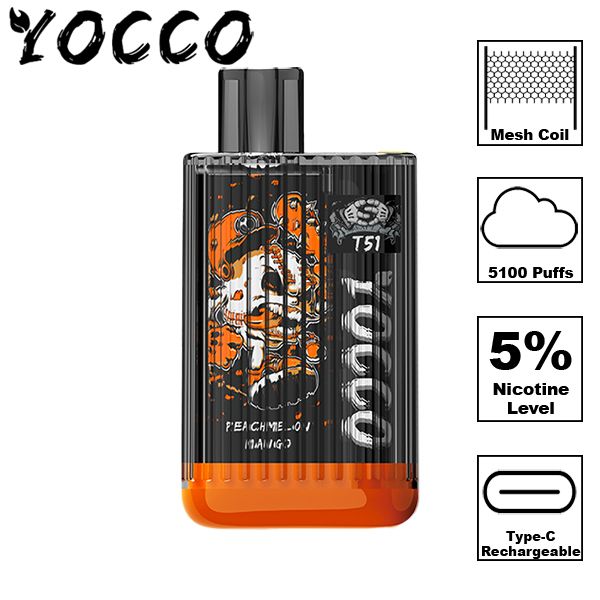Yocco T51 Disposable Vape 13mL Best Flavor Peachmelon Mango