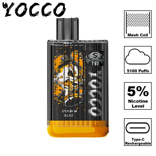 Yocco T51 Disposable Vape 13mL Best Flavor Rainbow Blast