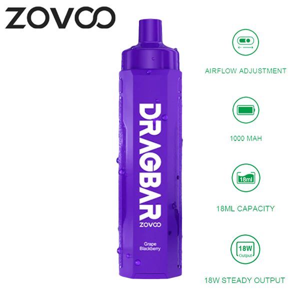 crystal vape kit Zovoo Drag Bar R6000 6000 Puffs Rechargeable Vape Disposable 18mL
