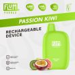 Passion Kiwi Flum Pebble 6000 Puffs Rechargeable Disposable 5-Pack Ejuices Wholesale Deal!