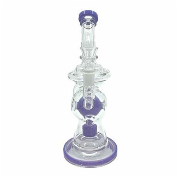 10" Bubble Glass Recycler Water Pipe with Percolator Purple
