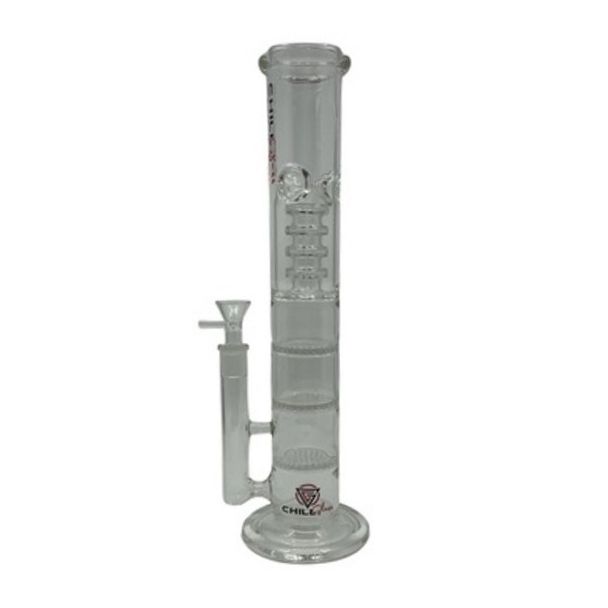 14" Chill Glass Triple Honeycomb Disc Water Pipe with Barrel Percolator and Ice Catcher