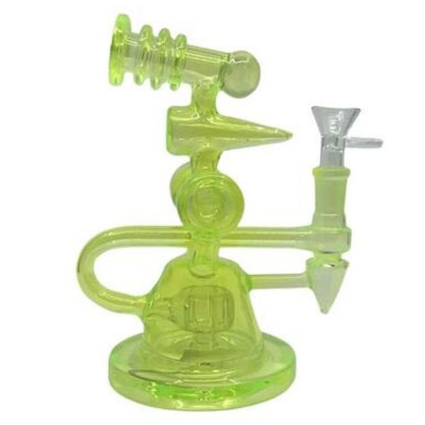 8" Neon Color Trumpet Glass Water Pipe with Diamond Perc - Yellow