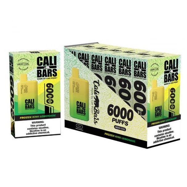 Frozen Kiwi Lemonade Cali Bars V2 6000 Puffs Disposable 6-Pack Bulk Deal!