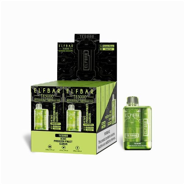 Elf Bar TE5000 5000 Puffs Disposable 10-Pack Kiwi Passionfruit Guava