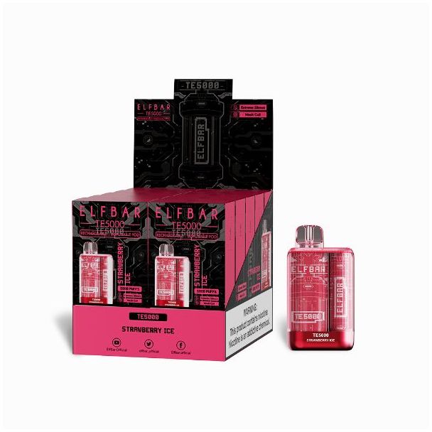 Elf Bar TE5000 5000 Puffs Disposable 10-Pack Strawberry Ice