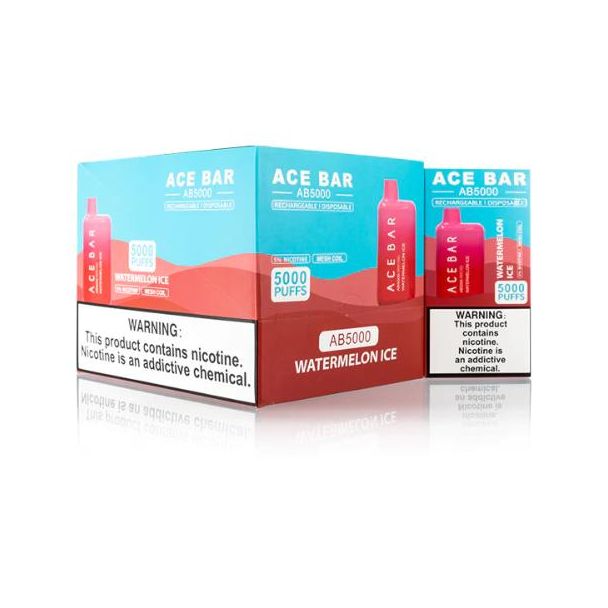 Watermelon Ice Box Ace Bar AB 5000 6000 Puffs Disposable 10-Pack Ejuices Wholesale Price!