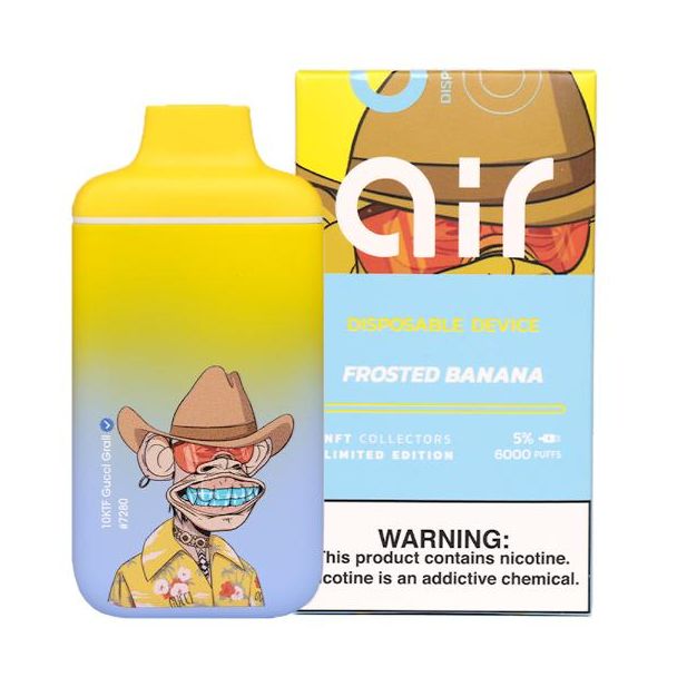 Frosted Banana Air NFT Edition 6000 Puffs Disposable 10-Pack Ejuices Wholesale Price!