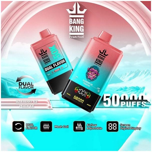 BangKing 50K Puffs Dual Flavor 50mL Disposable - Blueberry Ice / Peach Ice
