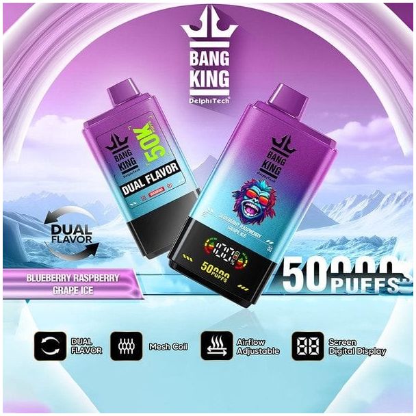 BangKing 50K Puffs Dual Flavor 50mL Disposable - Blueberry Raspberry / Grape Ice