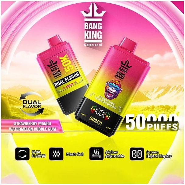 BangKing 50K Puffs Dual Flavor 50mL Disposable - Strawberry Mango / Watermelon Bubble Gum