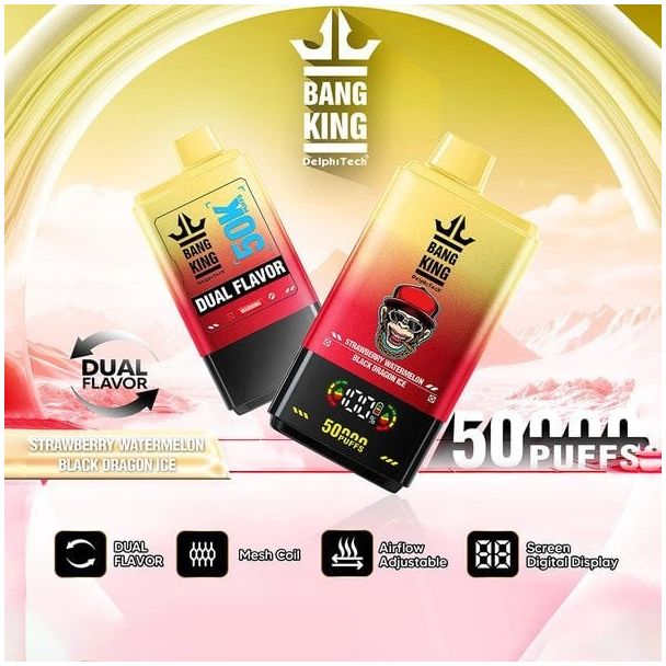 BangKing 50K Puffs Dual Flavor 50mL Disposable - Strawberry Watermelon / Black Dragon Ice