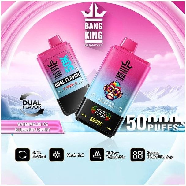 BangKing 50K Puffs Dual Flavor 50mL Disposable - Watermelon / Blueberry Cherry
