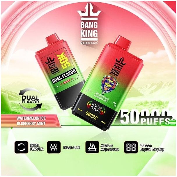 BangKing 50K Puffs Dual Flavor 50mL Disposable - Watermelon Ice / Blueberry Mint