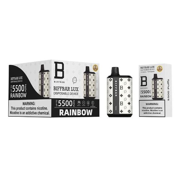 Rainbow Biff Bar Luxx 5500 Puffs Disposable 10-Pack Ejuices Wholesale Deal!