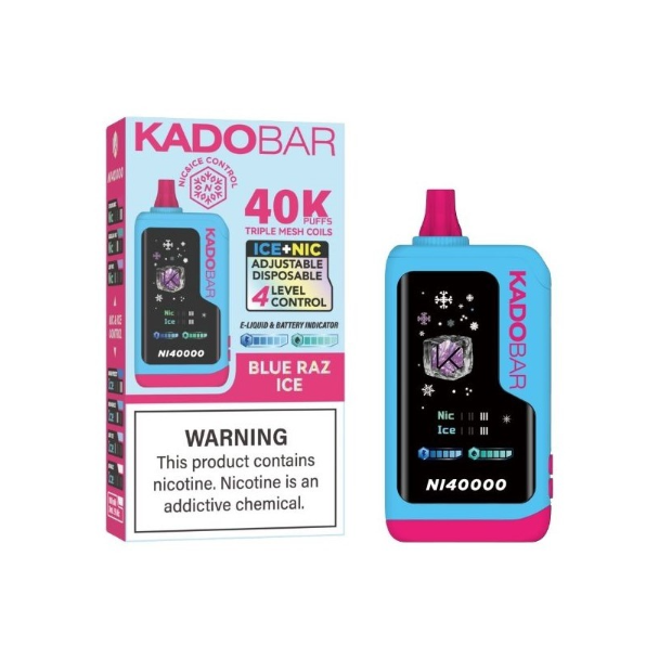 Best Deal KadoBar NI40000 Ice + Nicotine Control Disposable Vape 24mL 5 Pack - Blue Raz Ice