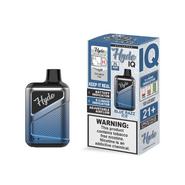 Blue Razz Ice Hyde IQ 5000 Puffs Single Disposable Ejuices Wholesale Price Deal!