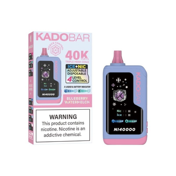 Best Deal KadoBar NI40000 Ice + Nicotine Control Disposable Vape 24mL 5 Pack - Bluberry Watermelon