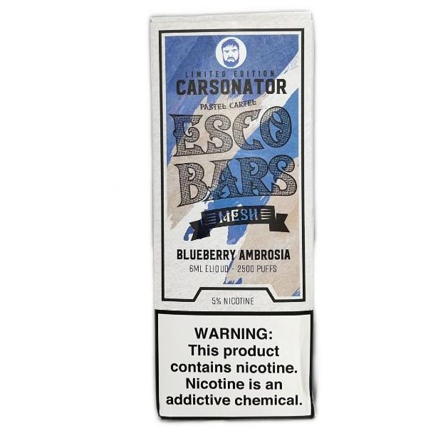 Blueberry Ambrosia Carsonator x Esco Bars 2500 Puffs Disposable 10-Pack Ejuices Wholesale Price!