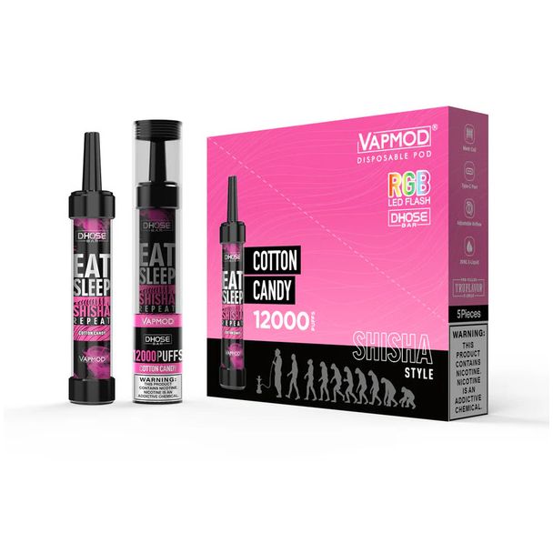 Best Deal VapMod DHose Bar QD71 12000 Puffs Rechargeable Disposable - Cotton Candy