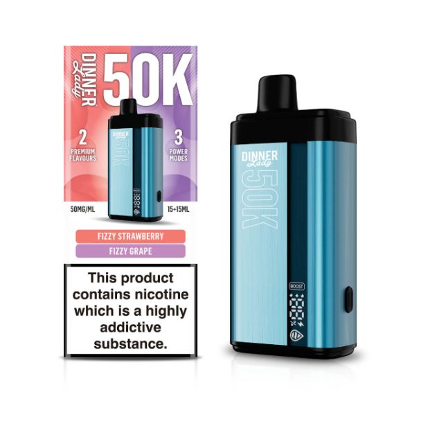 Dinner Lady 50,000 Puffs Dual Flavor Disposable Fizzy Strawberry & Fizzy Grape