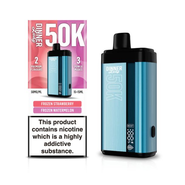 Dinner Lady 50,000 Puffs Dual Flavor Disposable Frozen Strawberry & Frozen Watermelon