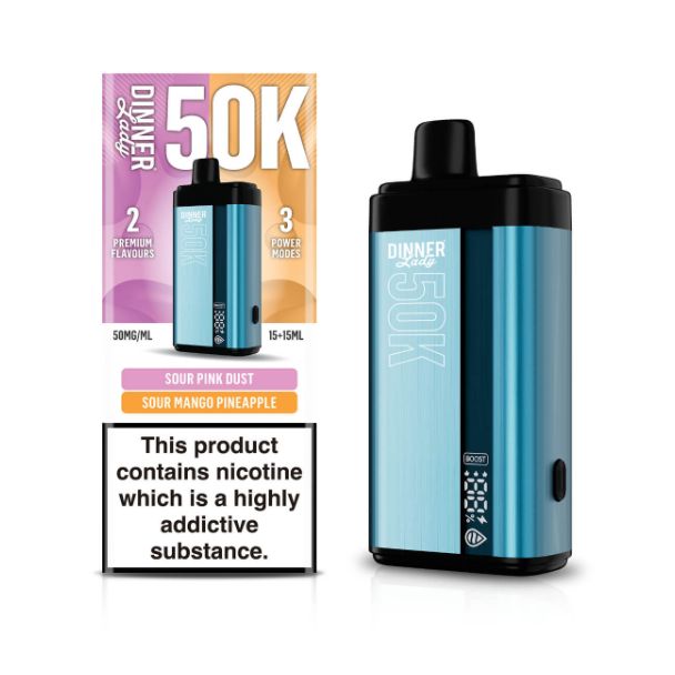Dinner Lady 50,000 Puffs Dual Flavor Disposable Sour Pink Dust & Sour Mango Pineapple