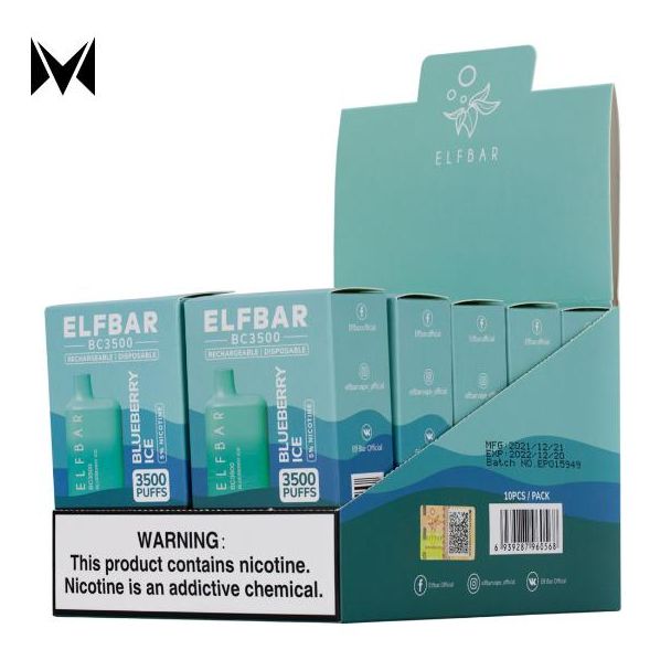 Blueberry Ice Elf Bar BC3500 Disposable 10-Pack