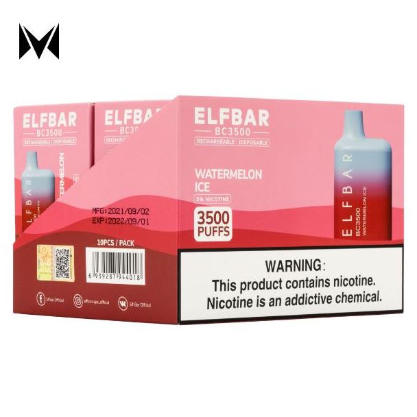 Watermelon Ice Elf Bar BC3500 Disposable 10-Pack