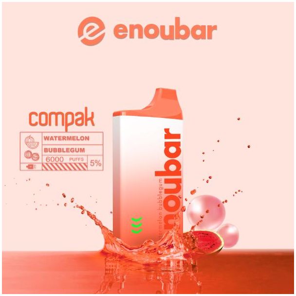 Watermelon Bubblegum ENOUBAR Compak Rechargeable Disposable Device Best Ejuices Wholesale Price!
