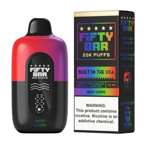 Fifty Bar 20,000 Puff Disposable Black Series Milky Loops