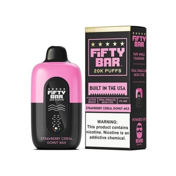 Fifty Bar 20,000 Puff Disposable Black Series Strawberry Cereal Donut Milk