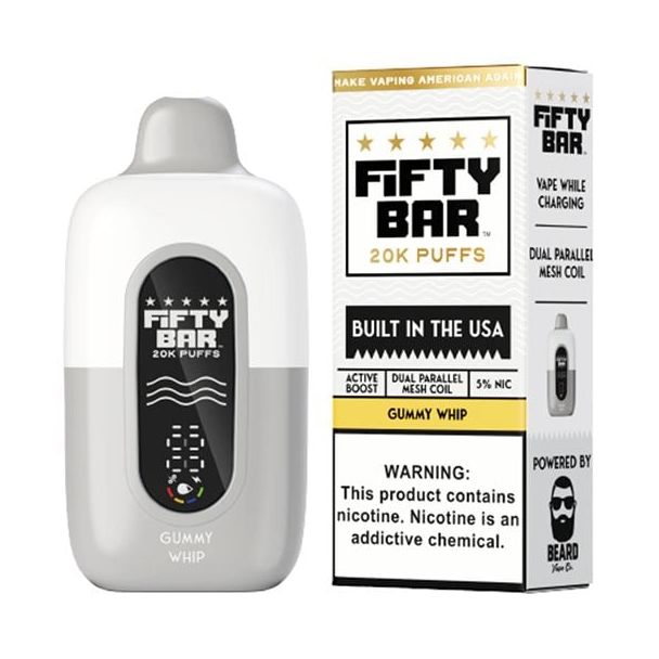 Fifty Bar 20,000 Puff Disposable White Series Gummy Whip