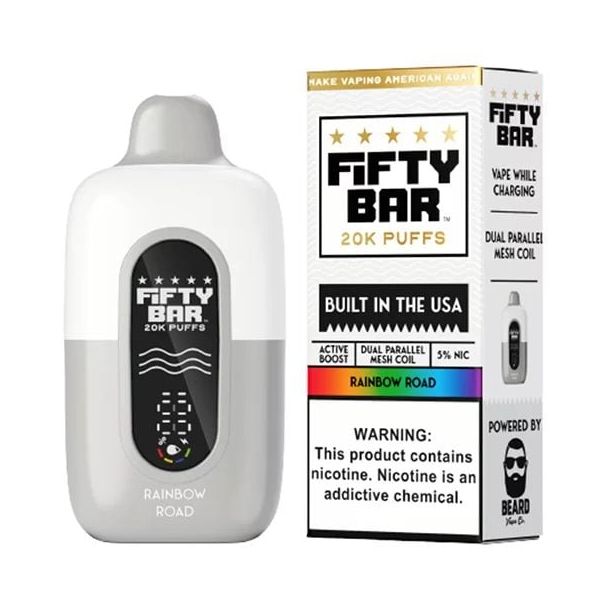 Fifty Bar 20,000 Puff Disposable White Series Rainbow Road
