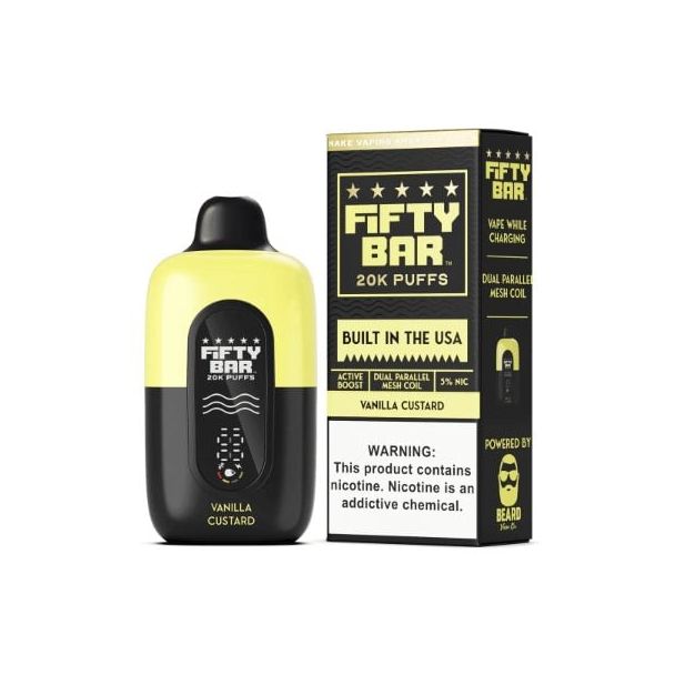 Fifty Bar 20,000 Puff Disposable Black Series Vanilla Custard