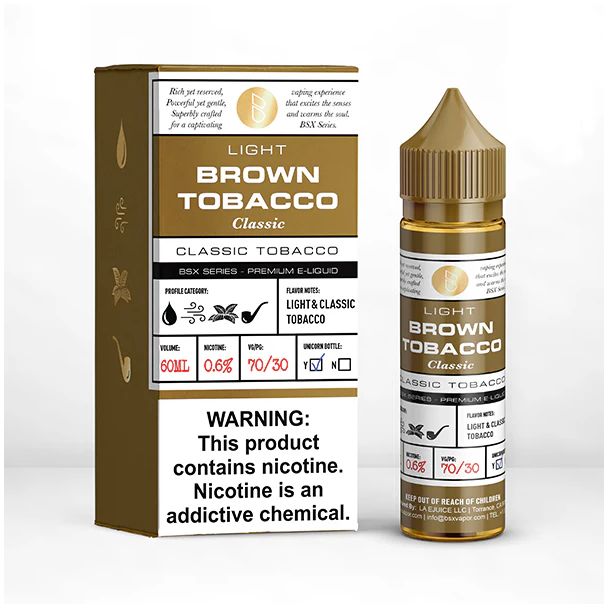 Basix 60ML E-Liquid by Glas Light Classic Brown Tobacco