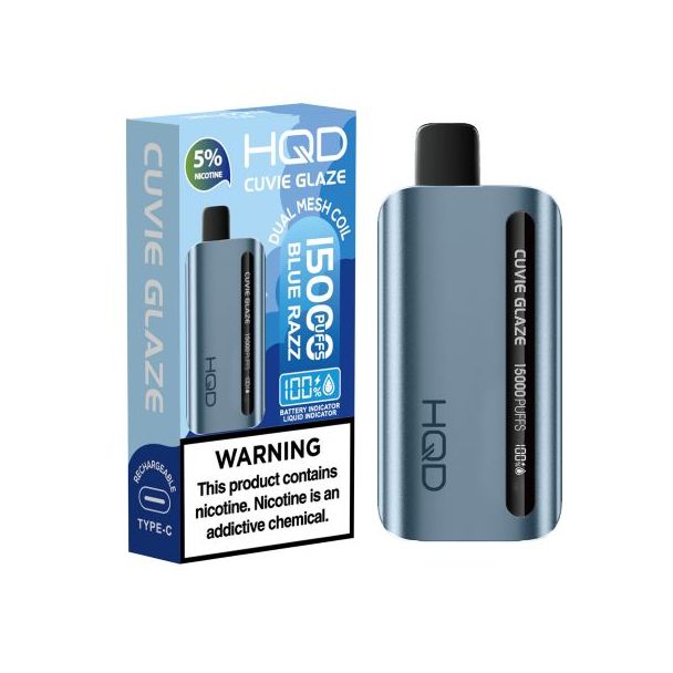 HQD Cuvie Glaze 15,000 Puffs Disposable - Blue Razz