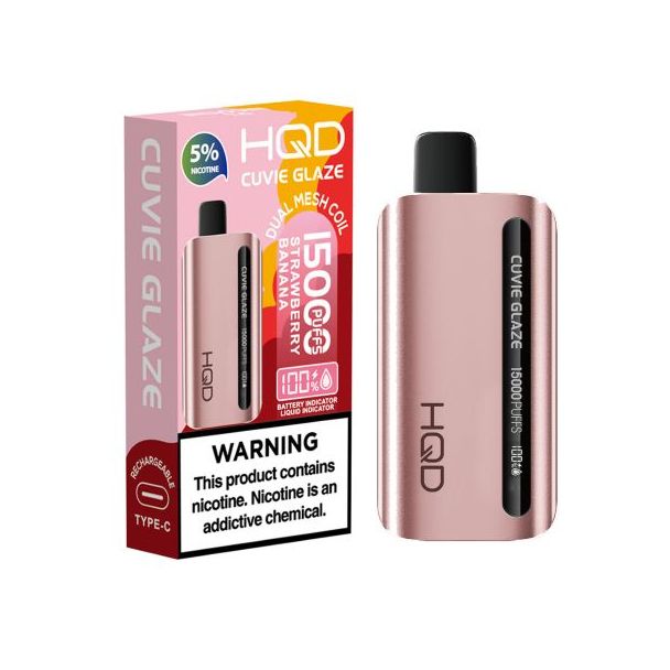 HQD Cuvie Glaze 15,000 Puffs Disposable - Strawberry Banana