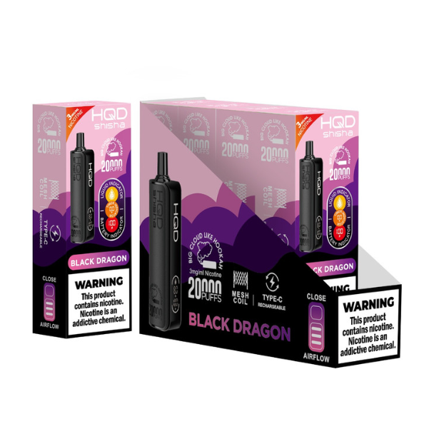 Best Deal HQD Shisha 20,000 Puff Disposable Vape - Black Dragon